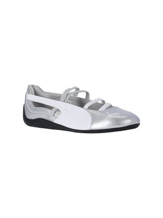 Puma Metallic Leather Ballet-Style Sneaker - Silver
