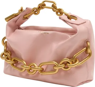 Balmain Womens Chain-Link Leather Mini Bag Pink Calfskin