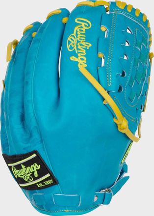Rawlings Heart Of The Hide Colorsync 9.0 Infield Pitchers Glove In Baby Blue/yellow