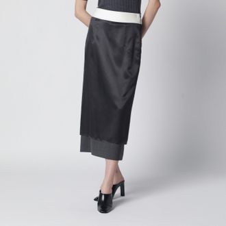 R&oacute;he Dark Grey Inside Out Midi Skirt
