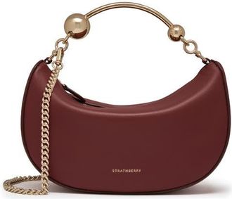Strathberry Mini Crescent Moon Leather Shoulder Bag in Oxblood at Nordstrom