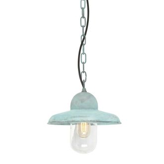 Netlighting Somerton 1 Light Outdoor Ceiling Chain Lantern Verdigris IP44 E27 in Green