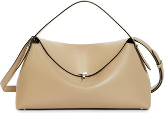 Toteme T-Lock Top Handle Leather Shoulder Bag in Fawn at Nordstrom