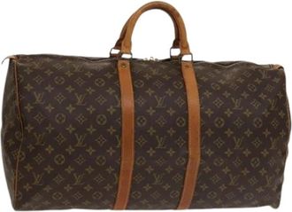 Louis Vuitton Tweedehands Canvas Louis Vuitton tassen - Dames - Vintage Weekendtas - Bruin - ONE Size - Leer - Vintage