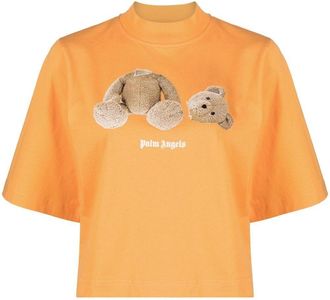 Palm Angels teddy bear-print T-shirt - women - Organic Cotton - S - Orange