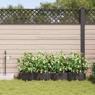 Berkfield Home Garden Planters with Water Irrigation System 4 pcs Brown