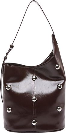 Generic Kexpery Womens Bucket Bag Studded Rivet Shoulder Bag Inner Pocket PU Leather Underarm Bag Magnetic Closure Hobo Bag for Work, coffee, 360*320*130mm