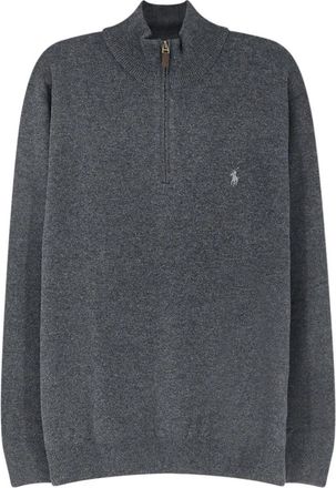 Polo Ralph Lauren Wol Trui met Kwart-Ritssluiting - Heren - Coltruien - Grijs - 2XL - Wol - Truien & Vesten