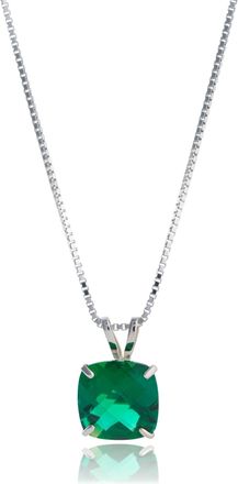 MAX + STONE 925 Sterling Silver or 14k Gold 8mm Cushion Cut Gemstone Pendent Necklace