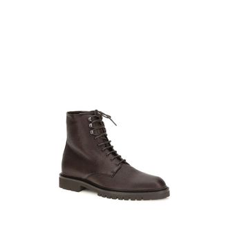 Brunello Cucinelli Calf Leather Lace-Up Boot - Brown