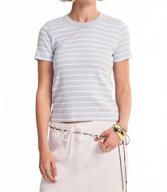 Velvet Brenda Rib Crewneck Top In Ice Blue