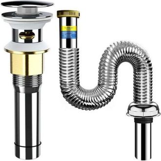 OEM Bonde Lavabo - Siphon Lavabo - Tuyau Vidange R&eacute;tractable 400-800 Mm - Acier Inoxydable - Kit Complet &times;1