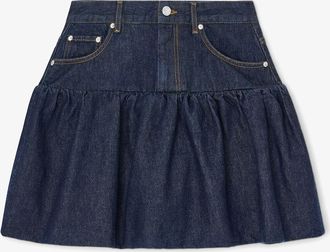 Ganni Navy Skirt in Rinse Denim - Size 10/12 Organic Cotton