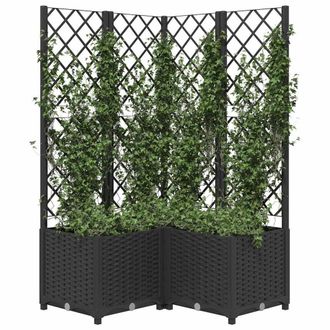 Berkfield Home Garden Planter with Trellis Black 80x80x136 cm PP | Size: 80 x 80 x 136 cm