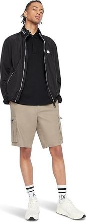 A|X Armani Exchange Classic Polo Mens Clothing Black : MD, Cotton