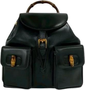 Gucci Pre-owned Leren Rugzak - Dames - Vintage Rugzakken - Zwart - ONE Size - Leer - Vintage