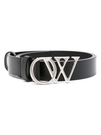 Off-white OW-buckle leather belt - Black