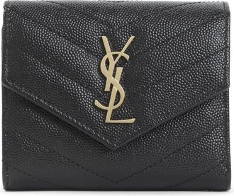 Saint Laurent Wallets & Cardholders, female, Black, Size: ONE SIZE Cassandre Matelass&eacute; Tri-Fold Wallet