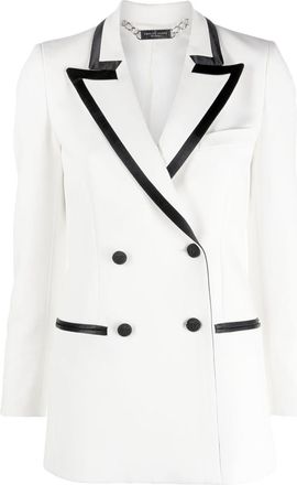 Philipp Plein contrasting-trim detail blazer - women - Spandex/Elastane/Viscose/Polyester - S - White