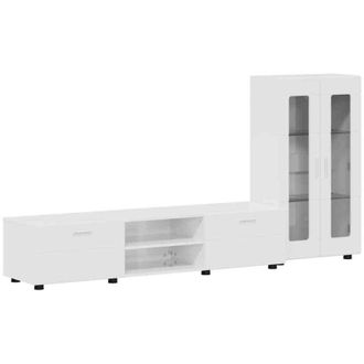 vidaXL TV Cabinet Set FLORIN High Gloss White Engineered Wood vidaXL