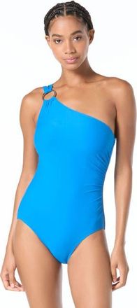 Michael Kors One Shoulder Underwire One Piece Swimsuit in Cobalt at Nordstrom, Size 10