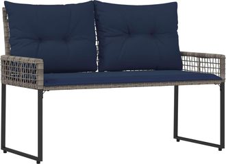 vidaXL Banco De Exterior Con Coj&iacute;n Gris Y Marino 118 X 55 X 82 Cm Vidaxl
