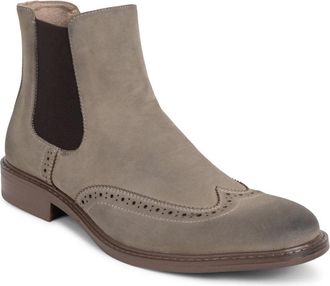 Kenneth Cole Reaction Mens Beige Perforated Wingtip Chelsea Boots