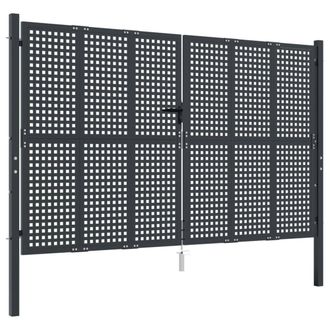 Berkfield Home Garden Gate Anthracite 300x250 cm Steel in Charcoal