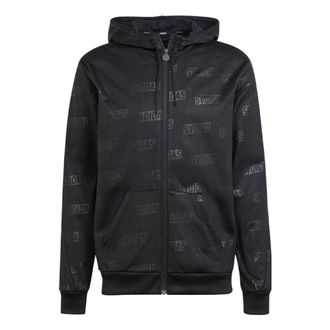 adidas Original Embossed Polar Fleece Full-Zip Hoodie Black IJ6427