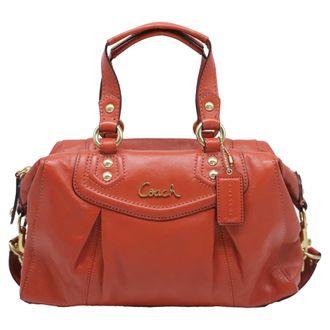 Coach Ashley Satchel Handbag in Rust Orange Leather