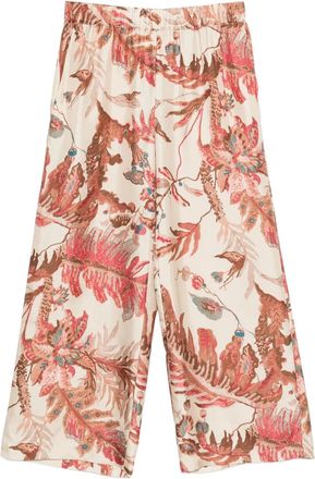 Max Mara Pantaloni in seta a fiori - Toni neutri