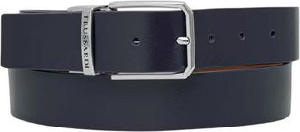 Trussardi Omkeerbare Riem met Logo-gravure - Heren - Riemen - Blauw - 100 CM - Leer - Accessoires
