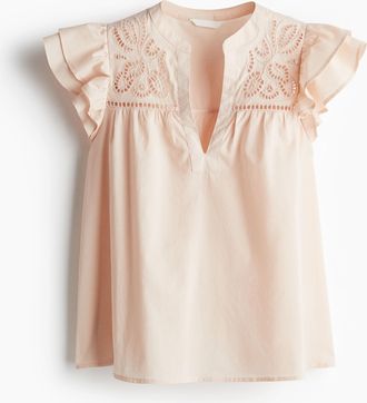 H&M Bluse mit Broderie Anglaise - Orange