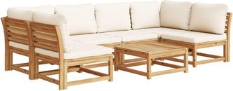 vidaXL Juego De Muebles Jard&iacute;n 7 Pzas Con Cojines Madera Maciza Acacia Vidaxl