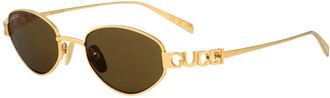 Gucci Ovale Zonnebril - unisex - Accessoires - Geel - Maat: 47 MM