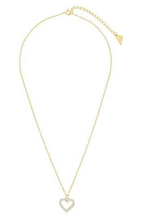 Sterling Forever Sterling Silver Cubic Zirconia Outline Heart Pendant Necklace in Gold at Nordstrom Rack