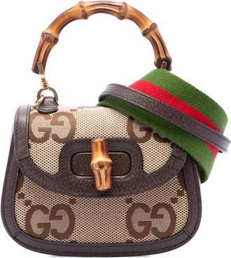 Gucci Pre-owned Gucci Mini Jumbo GG Canvas 1947 Bamboo Top Handle Bag Ladies 1LD7AOEWNX5J5BCP
