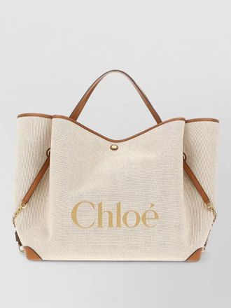 Chlo&eacute; canvas tote bag chain detail trim handles
