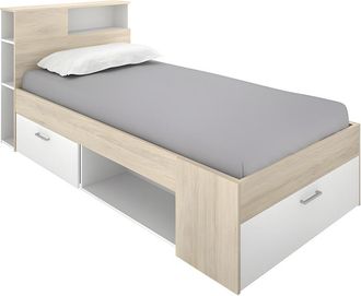 Vente-Unique Dekit Lanka - Cama Compacta De 90x190 Con Cajones - Natural / Blanco - 96 X 99 X 218