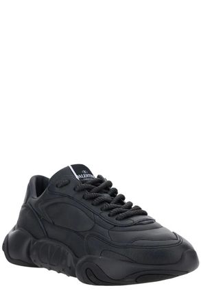 Valentino Mens Black Calf Leather Garavani Sneakers