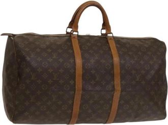 Louis Vuitton Tweedehands Canvas Louis Vuitton tassen - Dames - Vintage Weekendtas - Bruin - ONE Size - Leer - Vintage