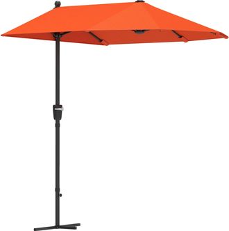 OUTSUNNY 2m Half Garden Parasol Market Umbrella w/ Crank Handle - Orange | TJ Hughes