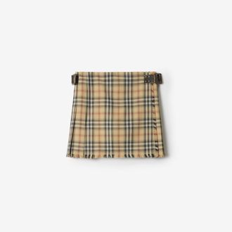 Burberry Check Wool Mini Kilt, Size: 02