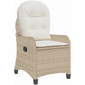vidaXL Sill&oacute;n Reclinable Con Coj&iacute;n Rat&aacute;n Sint&eacute;tico Beige Vidaxl