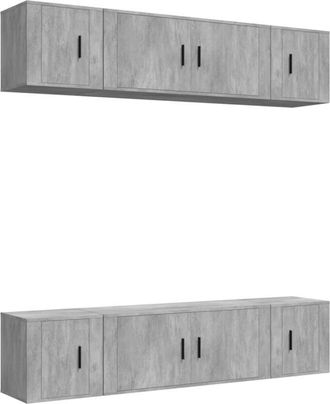 vidaXL Vidaxl - 6 Piece tv Cabinet Set Concrete Grey Engineered Wood