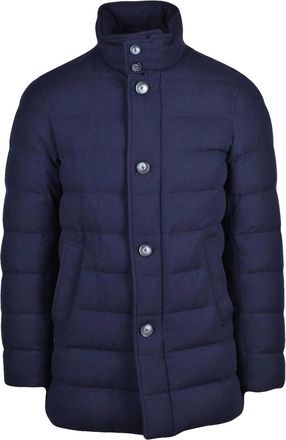 Herno Midnight Blue Quilted Cashmere-Blend Down Coat