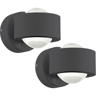 Loops 2 PACK IP44 Outdoor Wall Light Anthracite Cast Aluminium 2W LED Lamp