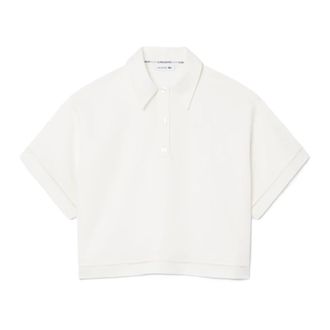 Lacoste Polo Shirts, female, White, Size: 2XS Fluid Twill Oversized Polo Shirt
