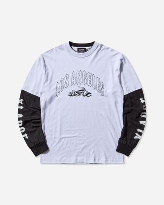 XLARGE Men s Motorcycle Layered Longsleeve T-Shirt White