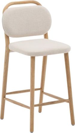 K Home Hochwertiger Massivholz Barstuhl Hedya - Eiche/Beige